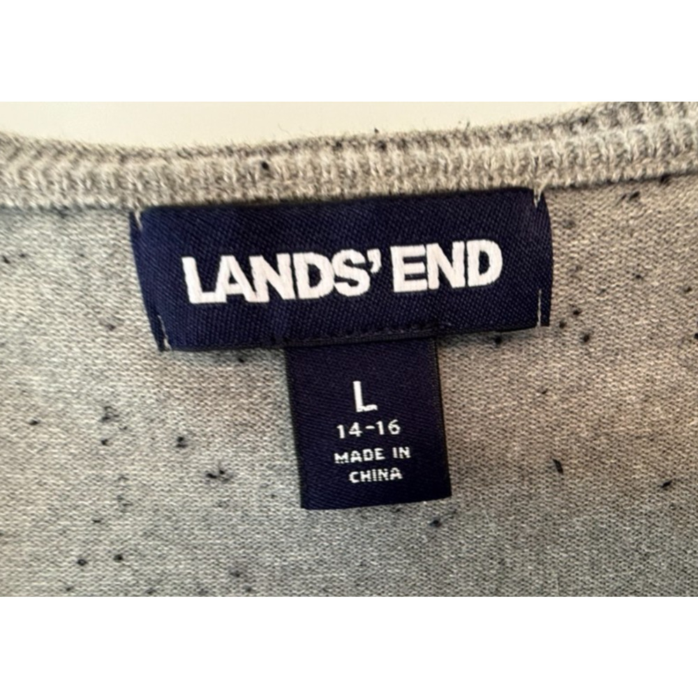 Lands End Womens Large Gray Cardigan Sweater Button Front Cotton Blend Knit - Picture 4 of 9